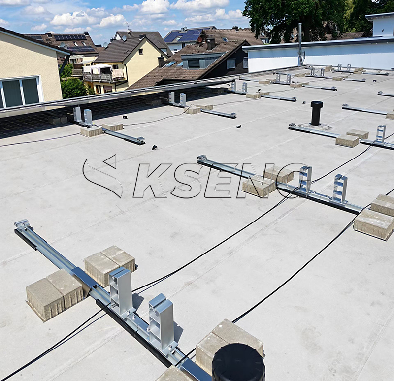 Aluminum ballast solar roof mounting structure for stable and secure rooftop solar installation Aluminum ballast solar roof mounting structure for stable and secure rooftop solar installation